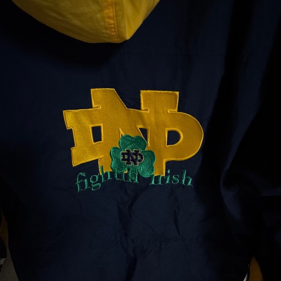 The Game Notre Dame Fighting Irish Quarter Zip Pullover Jacket Navy Yellow Large - Picture 4 of 9